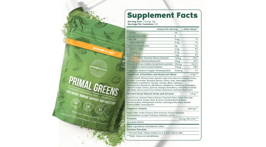 Primal Greens Supplement Facts